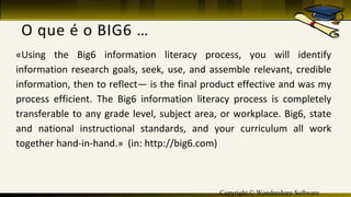 Copyright © Wondershare Software
«Using the Big6 information literacy process, you will identify
information research goals, seek, use, and assemble relevant, credible
information, then to reflect— is the final product effective and was my
process efficient. The Big6 information literacy process is completely
transferable to any grade level, subject area, or workplace. Big6, state
and national instructional standards, and your curriculum all work
together hand-in-hand.» (in: http://big6.com)
 