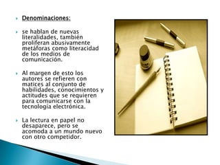 Se forma la comunidad virtual, favoreciendo las nuevas agrupaciones sociales humanas.Ventajas:Literacidad electrónica – criticas:Incrementa la desigualdad socialEnsancha la distancia entre ricos y pobres.Entre los que acceden a la información y los que no pueden obtenerla.Migración e impacto:Entramos en contacto con personas que de otro modo nunca hubiéramos conocido.Surgen nuevas practicas comunicativas, con nuevos géneros, registros, estructuras y formas lingüísticas.A través de estas también evolucionan los procesos cognitivos implicados en la lectura y escritura.