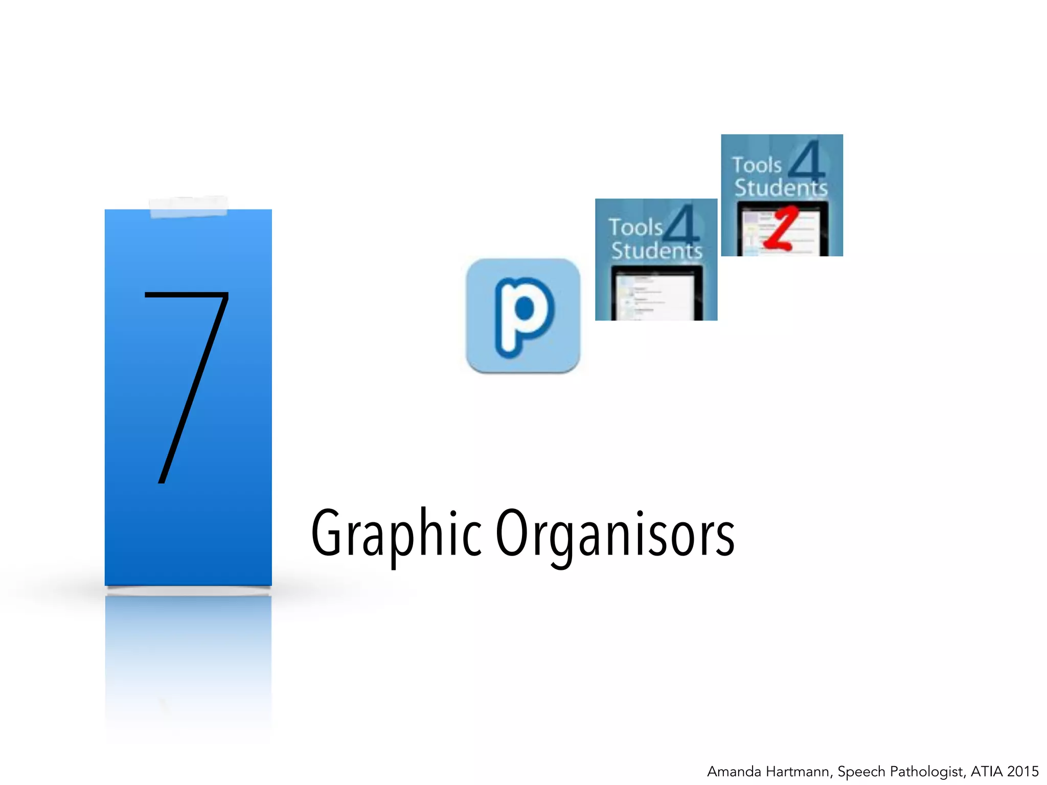 7 Graphic Organisors
Amanda Hartmann, Speech Pathologist, ATIA 2015
 