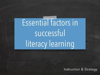Essential factors in
successful
literacy learning
Amanda Hartmann, Speech Pathologist, ATIA 2015
Instruction & Strategy
 
