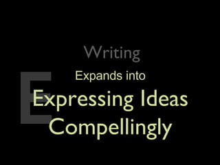 Writing E Expands into Expressing Ideas Compellingly Writing 
