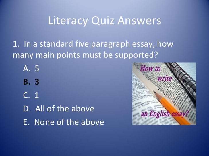 5 paragraph essay quiz