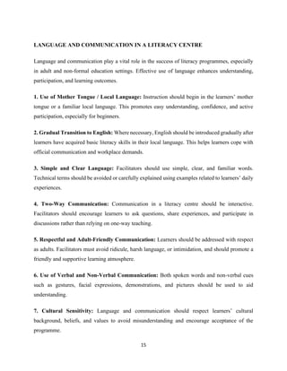 Example Adult Language Sample Comprehensive Adult Literacy Methods and Practices for Empowerment | PDF