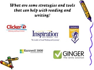 What are some strategies and tools
 that can help with reading and
            writing?
 