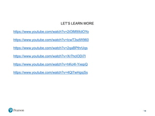LET’S LEARN MORE
https://www.youtube.com/watch?v=2iOlM9XdOYo
https://www.youtube.com/watch?v=lcwT3sdW960
https://www.youtube.com/watch?v=2qaBPthrUqs
https://www.youtube.com/watch?v=Xr7hclODi7I
https://www.youtube.com/watch?v=hKc4I-YxepQ
https://www.youtube.com/watch?v=4Ql7wHgsjSs
18
 