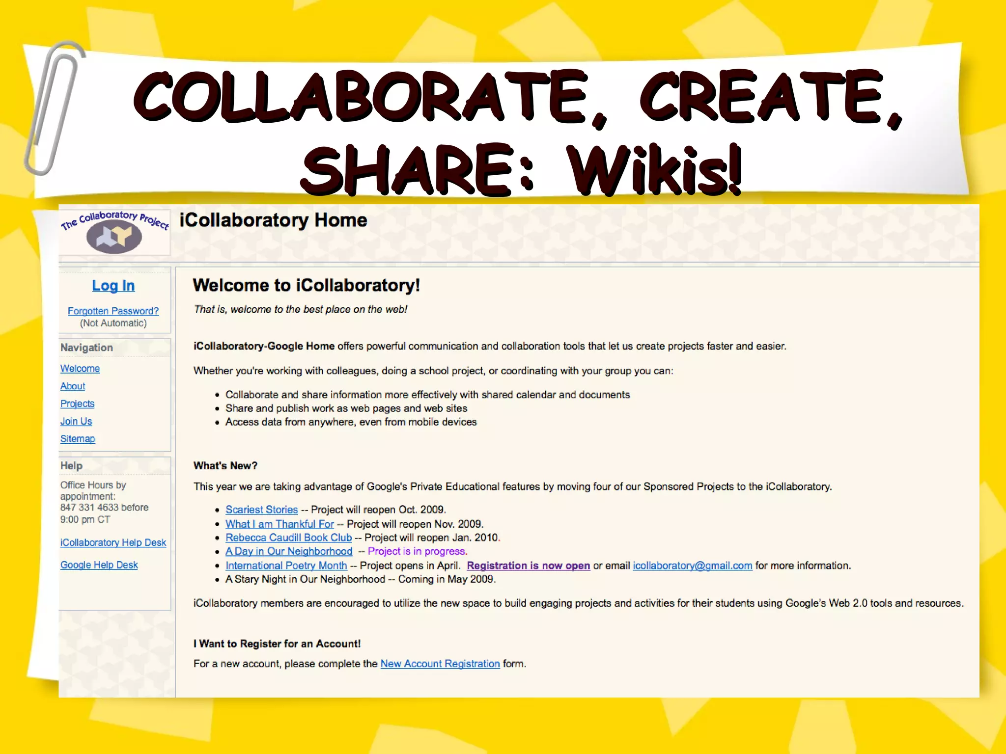 COLLABORATE, CREATE, SHARE: Wikis! 