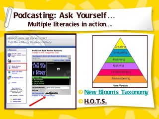 Podcasting: Ask Yourself… Multiple literacies in action…. New   Bloom ’s  Taxonomy H.O.T.S. 