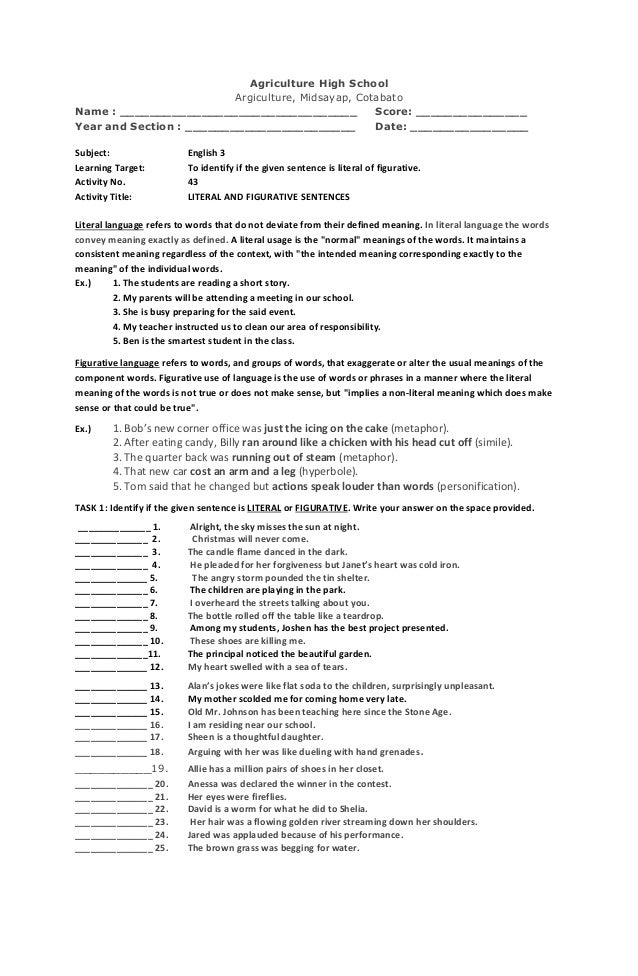 Literal and figurative