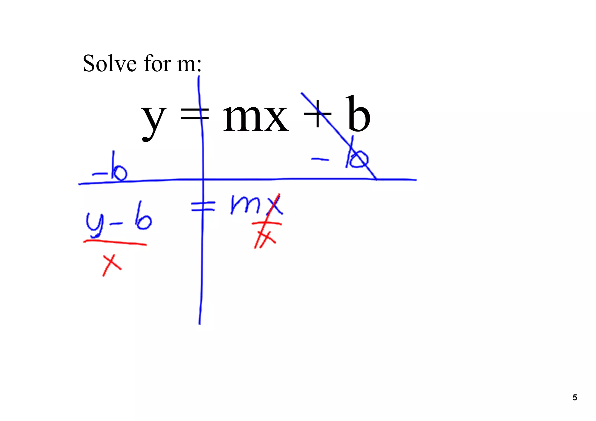 Solve for m:
y = mx + b
5