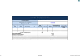 Tipo (Programa,
proyecto)
Nombre del programa,
proyecto
Objetivos estratégicos Metas
Montos
presupuestados
programados
Fecha de inicio
Fecha de
culminación
Estado actual de avance por
proyecto (link para descargar
el documento)
Link para descargar el
documento completo del
proyecto aprobado por la
SENPLADES
0.00
0.00
0.00
0.00
NÚMERO TELEFÓNICO DEL O LA RESPONSABLE DE LA UNIDAD POSEEDORA DE LA INFORMACIÓN:
informacion@puembo.gob.ec
(02) 393 252 / 391 415
Art. 7 de la Ley Orgánica de Transparencia y Acceso a la Información Pública - LOTAIP
k) Planes y programas de la institución en ejecución
Plan Estratégico Institucional
TOTAL PLANES Y PROGRAMAS EN EJECUCIÓN
UNIDAD POSEEDORA DE LA INFORMACIÓN - LITERAL k):
RESPONSABLE DE LA UNIDAD POSEEDORA DE LA INFORMACIÓN DEL LITERAL k):
CORREO ELECTRÓNICO DEL O LA RESPONSABLE DE LA UNIDAD POSEEDORA DE LA INFORMACIÓN:
(30/04/2018)
MENSUAL
SECRETARIA
LESLY JOHANNA ESTEVEZ OLALLA
Plan Operativo Anual - POA y sus reformas aprobadas Link para descarga
Plan Anual de Inversiones (PAI) Link para descarga
PERIODICIDAD DE ACTUALIZACIÓN DE LA INFORMACIÓN:
FECHA ACTUALIZACIÓN DE LA INFORMACIÓN:
1 de 1 GADPR- PUEMBO Literal_k-Planes_y_programas_en_ejecucion
 