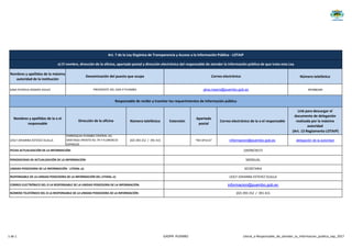 Nombres y apellidos de la máxima
autoridad de la institución
Número telefónico
GINA PATRICIA ROSERO AVILES 997086349
Nombres y apellidos de la o el
responsable
Número telefónico Extensión
Apartado
postal
Correo electrónico de la o el responsable
Link para descargar el
documento de delegación
realizada por la máxima
autoridad
(Art. 13 Reglamento LOTAIP)
LESLY JOHANNA ESTEVEZ OLALLA (02) 393 252 / 391 415 "NO APLICA" informacion@puembo.gob.ec delegación de la autoridad
gina.rosero@puembo.gob.ec
informacion@puembo.gob.ec
o) El nombre, dirección de la oficina, apartado postal y dirección electrónica del responsable de atender la información pública de que trata esta Ley
PERIODICIDAD DE ACTUALIZACIÓN DE LA INFORMACIÓN:
Dirección de la oficina
Responsable de recibir y tramitar los requerimientos de información pública
SECRETARIA
LESLY JOHANNA ESTEVEZ OLALLA
PRESIDENTE DEL GAD-P PUEMBO
CORREO ELECTRÓNICO DEL O LA RESPONSABLE DE LA UNIDAD POSEEDORA DE LA INFORMACIÓN:
MENSUAL
(02) 393 252 / 391 415
UNIDAD POSEEDORA DE LA INFORMACIÓN - LITERAL o):
RESPONSABLE DE LA UNIDAD POSEEDORA DE LA INFORMACIÓN DEL LITERAL o):
PARROQUIA PUEMBO CENTRAL AV.
SANTIAGO APOSTO N1-79 Y FLORENCIO
ESPINOZA
NÚMERO TELEFÓNICO DEL O LA RESPONSABLE DE LA UNIDAD POSEEDORA DE LA INFORMACIÓN:
Art. 7 de la Ley Orgánica de Transparencia y Acceso a la Información Pública - LOTAIP
(29/09/2017)FECHA ACTUALIZACIÓN DE LA INFORMACIÓN:
Denominación del puesto que ocupa Correo electrónico
1 de 1 GADPR- PUEMBO Literal_o-Responsable_de_atender_la_informacion_publica_sep_2017
 