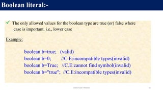 JAVA Literals | PPTX | Programming Languages | Computing