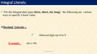 JAVA Literals | PPTX | Programming Languages | Computing