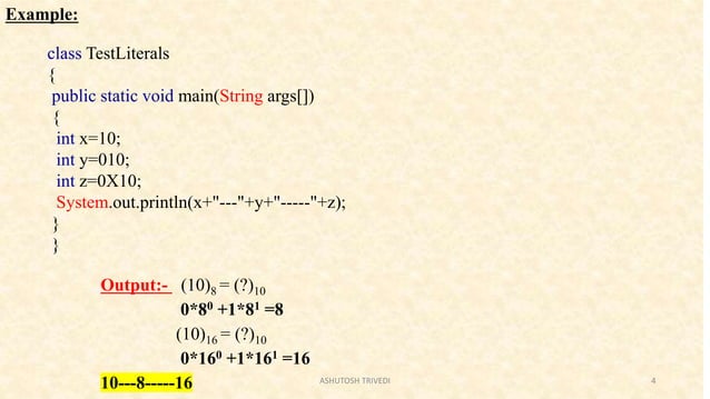 JAVA Literals | PPTX | Programming Languages | Computing