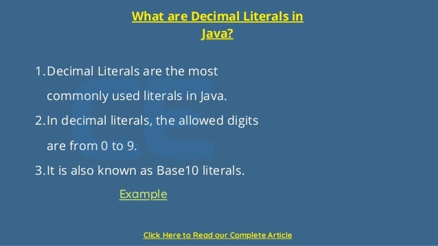 What are Literals in Java (Complete Information) 2022 | PPT