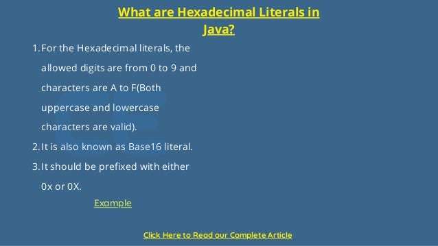 What are Literals in Java (Complete Information) 2022 | PPT