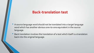 Back Translation Vs Rationale Example Literal translation | PPTX