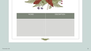 Presentation title 28
WORD DESCRIPTION
 