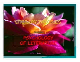 LITERARY THEORIES
LITERARY THEORIES
SESSION 6
PSYCHOLOGY
PSYCHOLOGY
OF LITERATURE
OF LITERATURE
OF LITERATURE
OF LITERATURE
 
