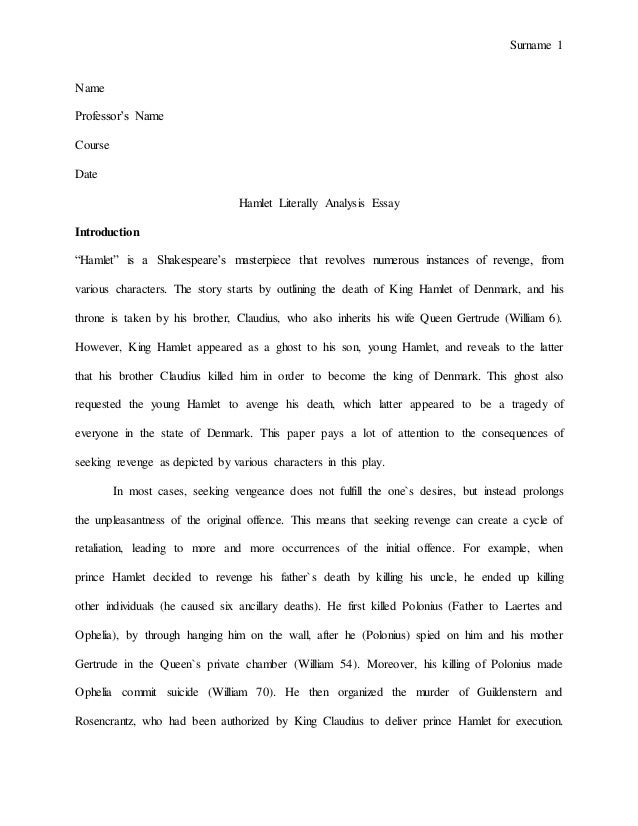 Реферат: Hamlet Literary Analysis Essay Research Paper In