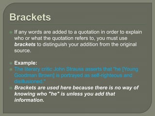 I WILL NOTStart a paragraph with a quotationPut full quotations by themselves