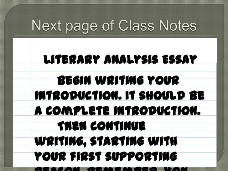 Literary analysis notes