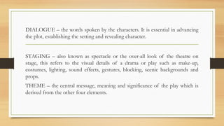 Character Dialogue Staging Literary Arts in Art Appreciation learning the literature | PPTX