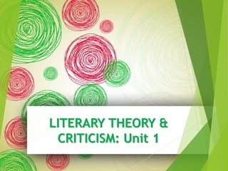 LITERARY THEORY &
CRITICISM: Unit 1
 