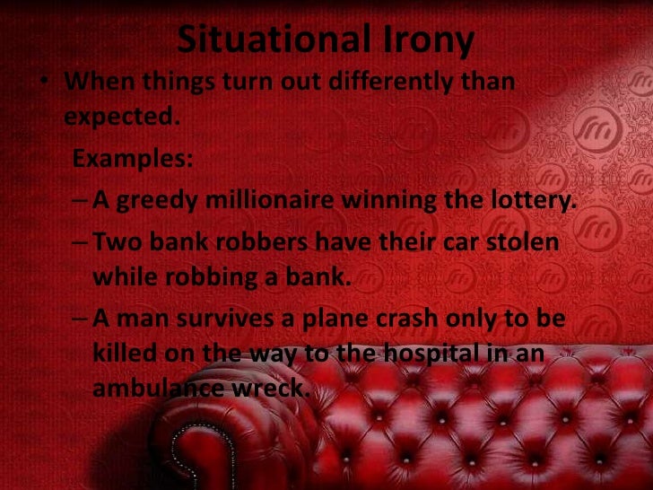 situational irony in the lottery The lottery by shirley jackson uses a number of literary devices to create a story that is almost impossible to forget it is filled with symbolism, irony and a clear understanding of how to tell a story as well as willingness to embrace controversy. situational irony in the lottery The lottery by shirley jackson uses a number of literary devices to create a story that is almost impossible to forget it is filled with symbolism, irony and a clear understanding of how to tell a story as well as willingness to embrace controversy.