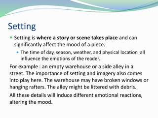Literary devices introduction to theme mood and tone | PPTX