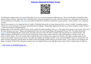 Literary Elements In Paper Towns | PPT