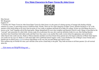 Literary Elements In Paper Towns | PPT