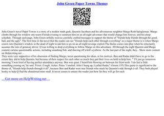 Literary Elements In Paper Towns | PPT