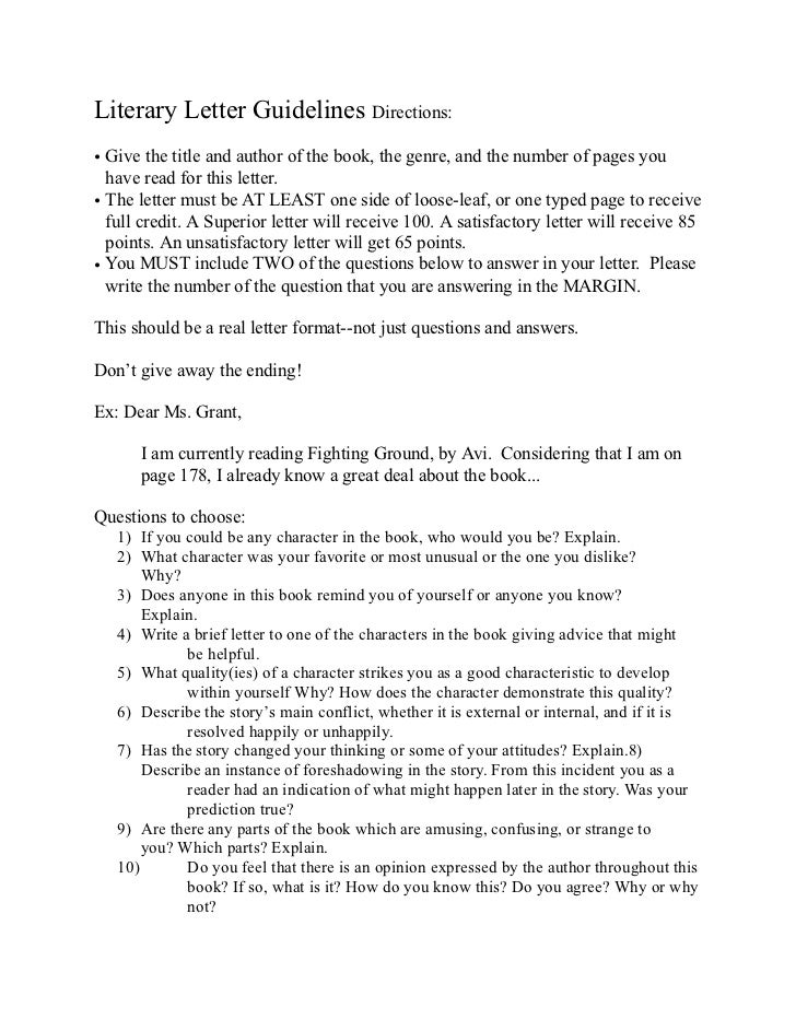 literary letter guidelines