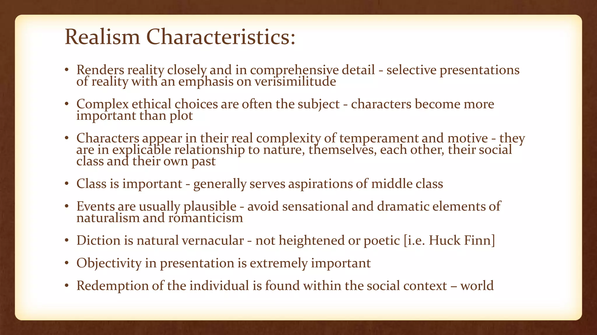 Literary realism and sub genres | PPTX