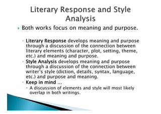 Literary Response And Style Analysis