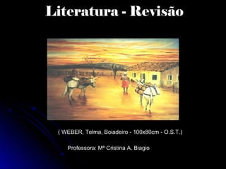 Literatura - Revisão




 ( WEBER, Telma, Boiadeiro - 100x80cm - O.S.T.)

    Professora: Mª Cristina A. Biagio
 