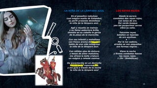 13
LA NIÑA DE LA LÁMPARA AZUL
En el pasadizo nebuloso
cual mágico sueño de Estambul,
su perfil presenta destelloso
la niña de la lámpara azul.
Agil y risueña se insinúa
y su llama seductora brilla,
tiembla en su cabello la garúa
de la playa de la maravilla.
Con voz infantil y melodiosa
con fresco aroma de abedul,
habla de una vida milagrosa
la niña de la lámpara azul.
Con cálidos ojos de dulzura
y besos de amor matutino,
me ofrece la bella criatura
un mágico y celeste camino.
De encantación en un derroche
hiende leda, vaporoso tul;
y me guía a través de la noche
la niña de la lámpara azul
LOS REYES ROJOS
Desde la aurora
combaten dos reyes rojos,
con lanza de oro.
Por verde bosque
yen los purpurinos cerros
vibra su ceño.
Falcones reyes
batallan en lejanías
de oro azulinas.
• ' '
Por la luz cadmio,
airadas se ven pequeñas
sus formas negras. .
Viene la noche
y firmes combaten foscos
los reyes rojos.
1 (En '.Simbólicas)
 