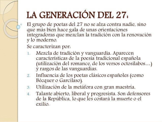LITERATURA VANGUARDIAS, NOVECENTISMO Y GENERACIÓN DEL 27