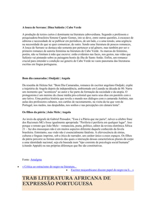 Literaturas africanas de expressão portuguesa
