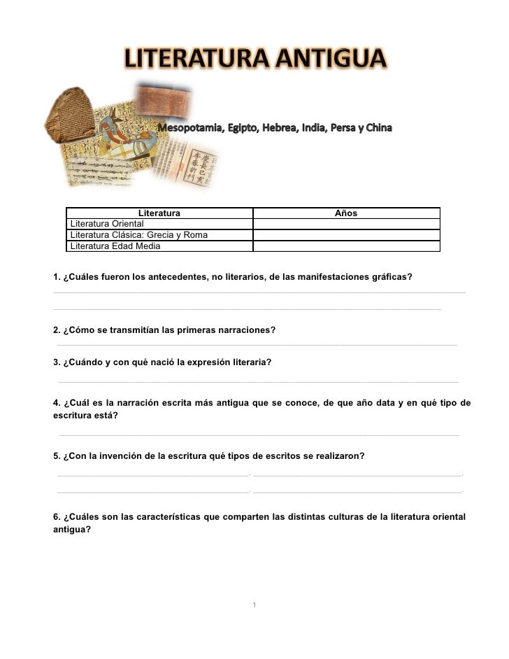 Literatura Antigua Cuestionario