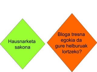 Hausnarketa  sakona Bloga tresna  egokia da  gure helburuak  lortzeko? 