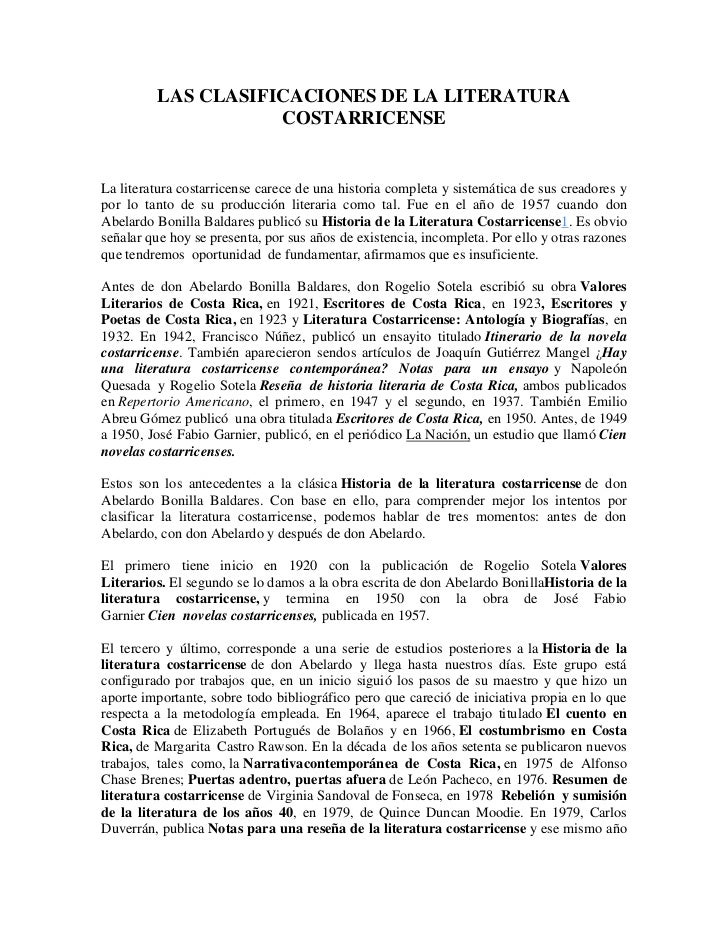 Literatura de costa rica