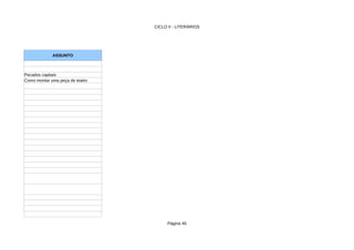 CICLO II - LITERÁRIOS
Página 45
CLO II
ASSUNTO
Pecados capitais
Como montar uma peça de teatro
 