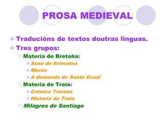 CANTIGAS DE AMIGOA temáticaComposicións postas en boca dunha muller namorada que lamenta a ausencia do seu amigo.Interlocutores: nai, amiga, natureza personificada.Ambientación naturalista.