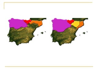 Siglo X – Avance cristiano hasta el Duero De oeste a este: Reino de León, Reino de Navarra más Condado de Aragón, condados francos aragoneses y catalanes Momento islámico: Califato de Córdoba Siglo XI – Aparición de nuevos reinos cristianos De oeste a este: Reino de Castilla-León, Reino de Navarra, Reino de Aragón, Condado de Barcelona Momento islámico: I Reinos de Taifas – Imperio Almorávide 