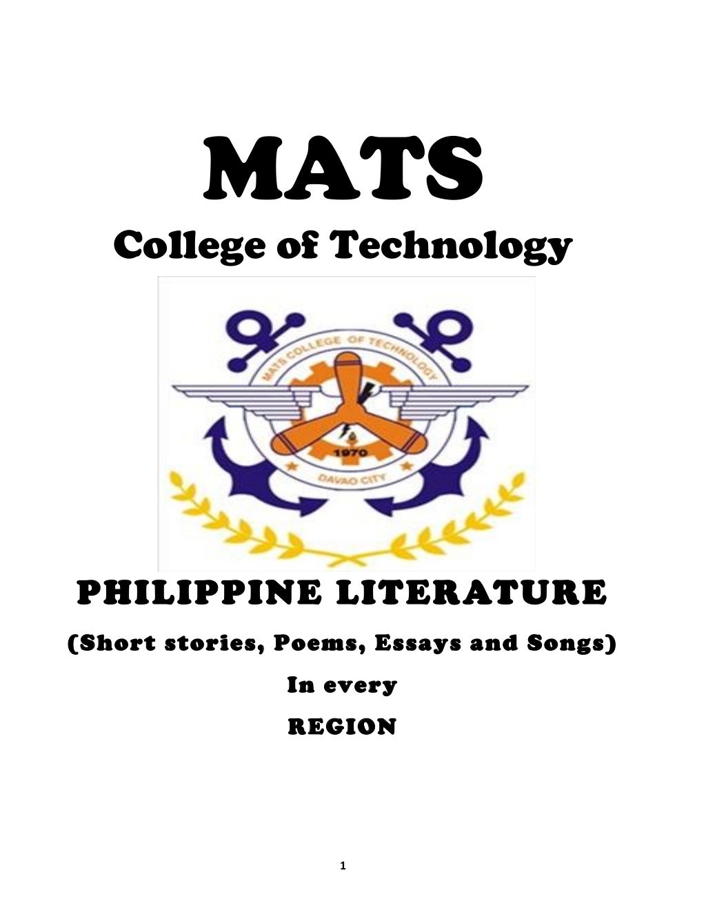 MATS College of Technology Philippine Literature