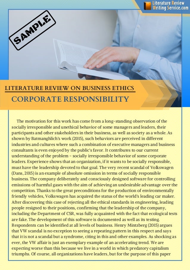 literature review work ethics
