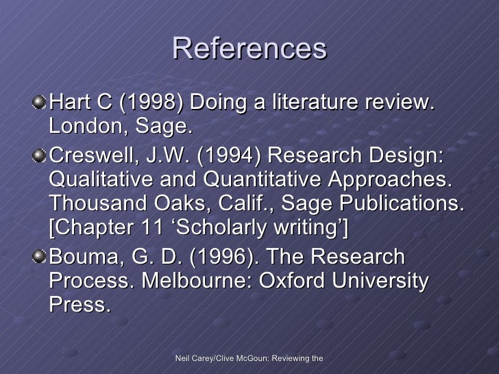 hart c (1998) doing a literature review london sage