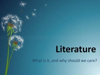 Literature What is it, and why should we care? 